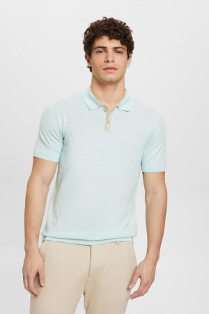 Pánské Polo Triko Esprit Blended Tencel And Sustainable Bavlněné Světle Tyrkysové Zelene | QFD860271