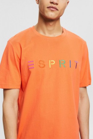 Pánské Tričko Esprit Embroidered Logo Světle Oranžové | XMP184376