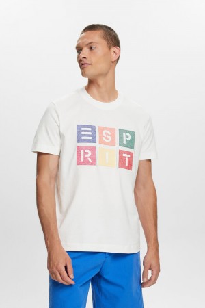 Pánské Tričko Esprit Logo Print Bavlněné Bílé | OPM408719