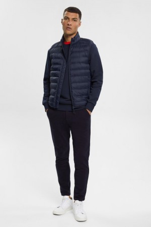 Pánské Vesta Esprit Puffer Tmavě Blankyt | VJS829170