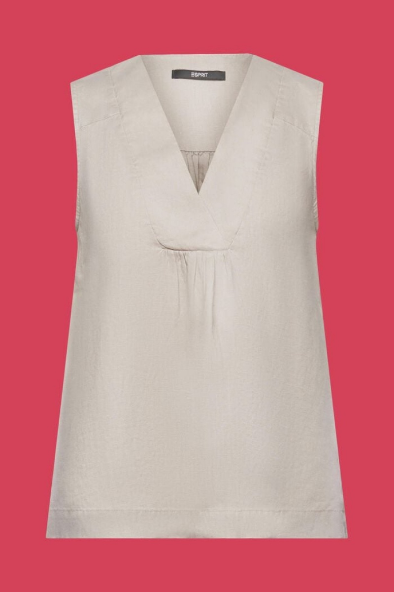 Dámské Blouses Esprit Bez Rukávů Linen Babydoll Světle Šedé Hnědé | NJS204136