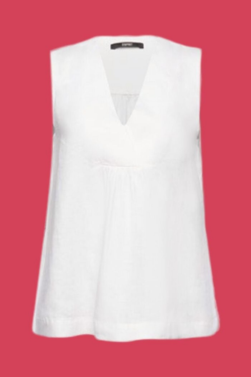 Dámské Blouses Esprit Bez Rukávů Linen Babydoll Bílé | BLY635784