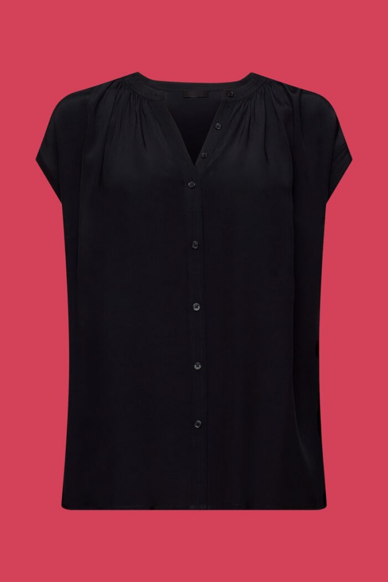 Dámské Blouses Esprit Button Front Černé | EIQ486032