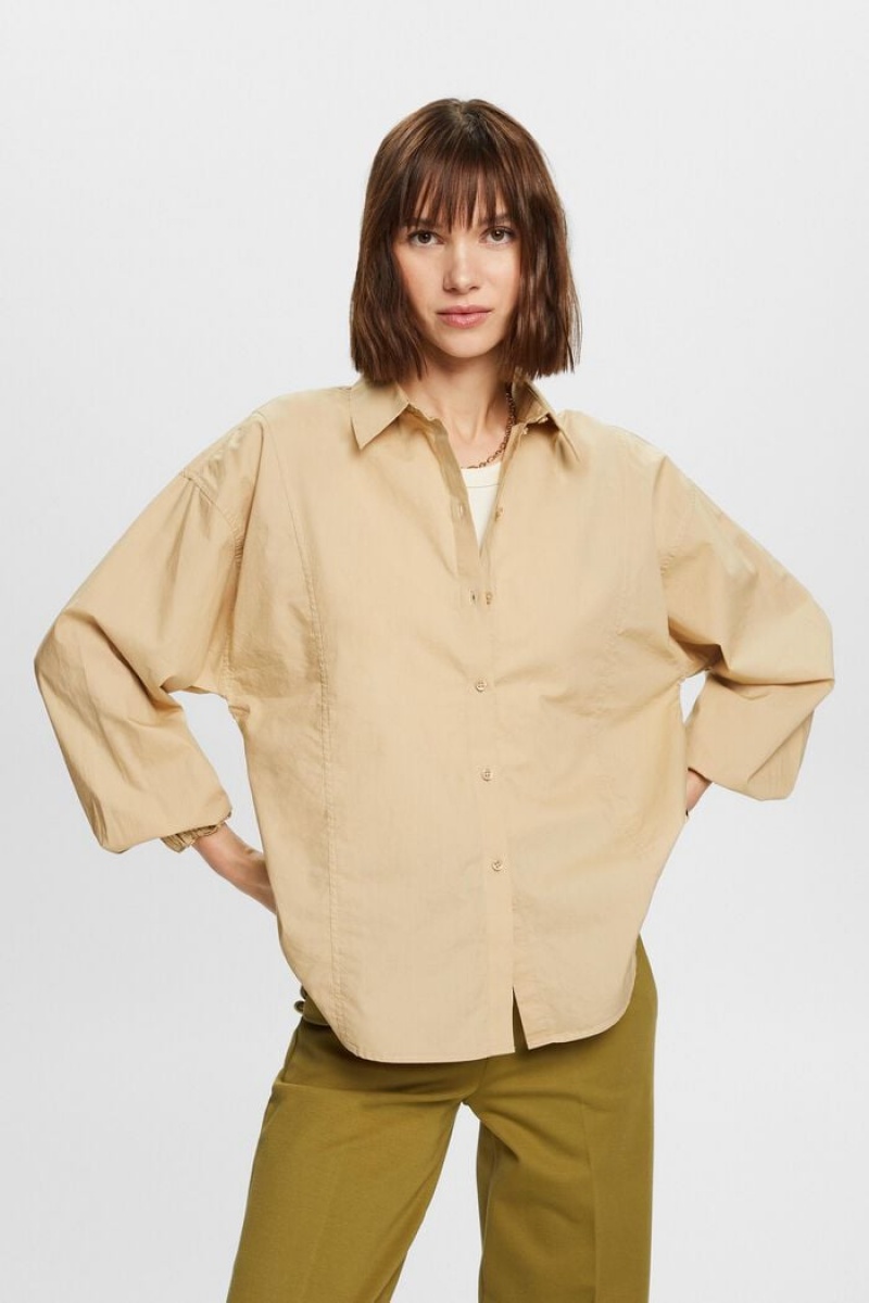 Dámské Blouses Esprit Button-down Bavlněné Hnědé | KZS641089