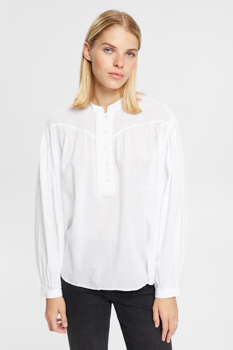 Dámské Blouses Esprit Dobby Texture Bílé | LMP987164