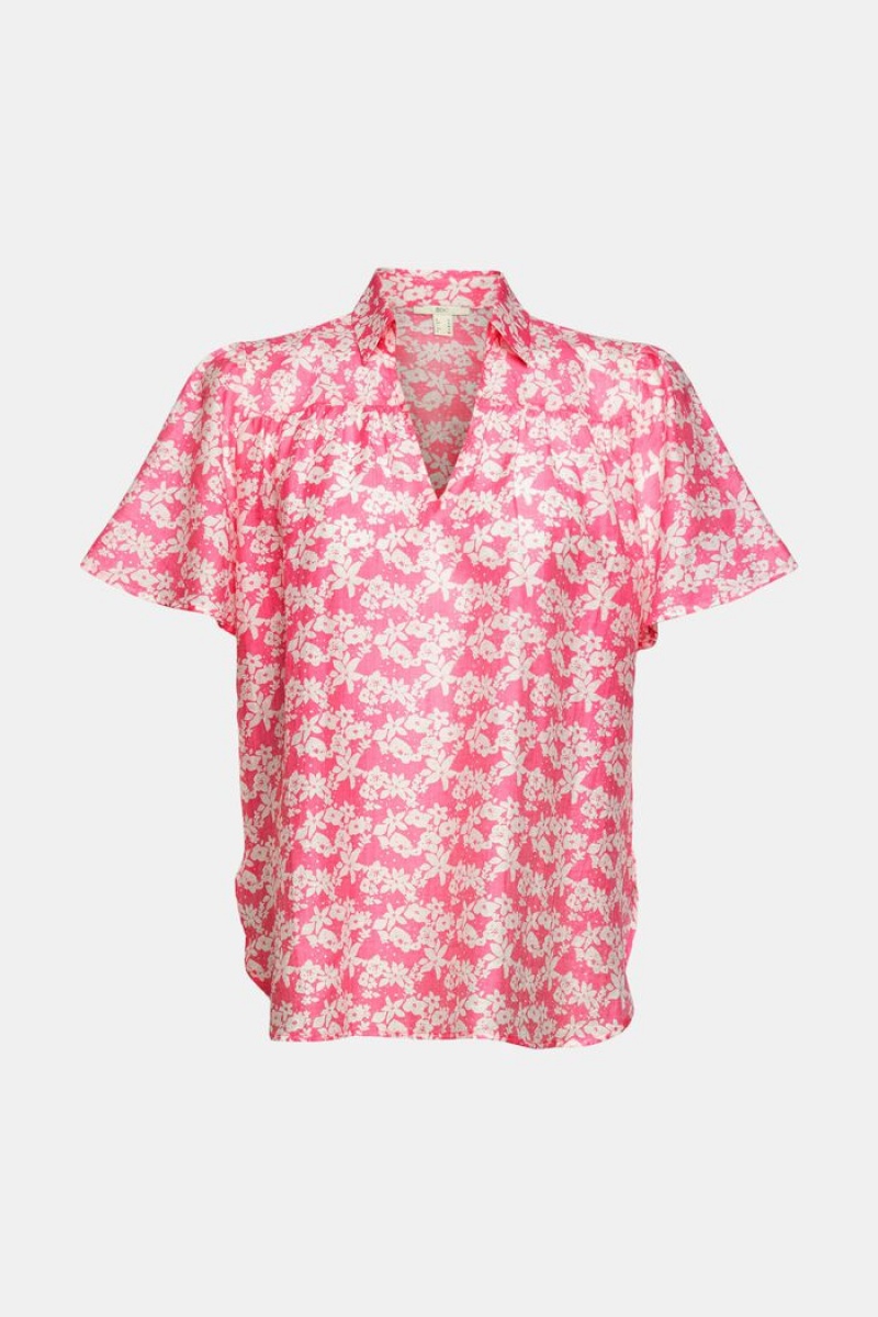 Dámské Blouses Esprit Linen Blend: Floral Růžové | DZT046795