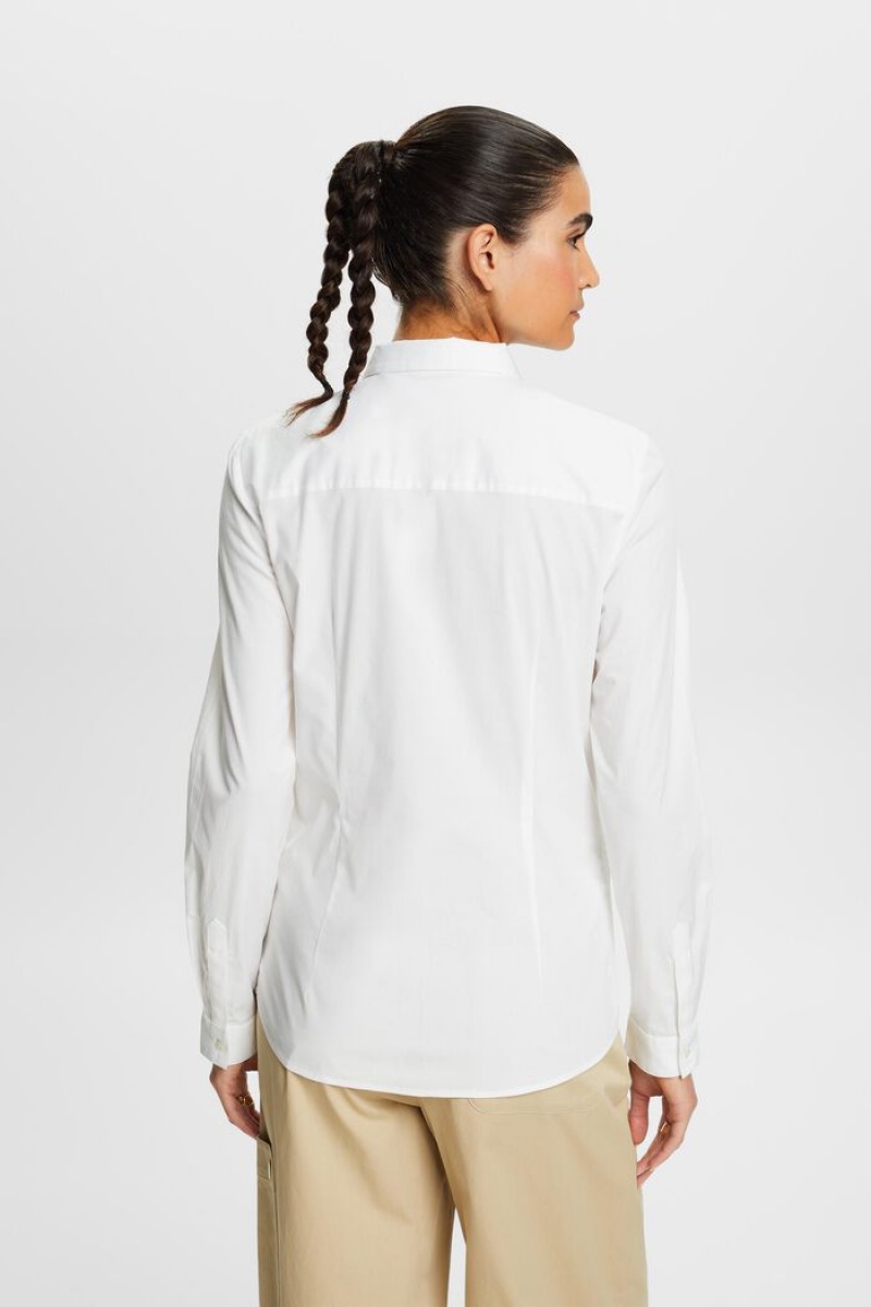 Dámské Blouses Esprit Long Sleeve Poplin Bílé | SJL031957