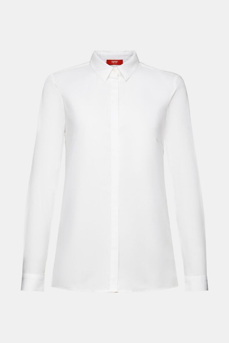 Dámské Blouses Esprit Long Sleeve Poplin Bílé | SJL031957