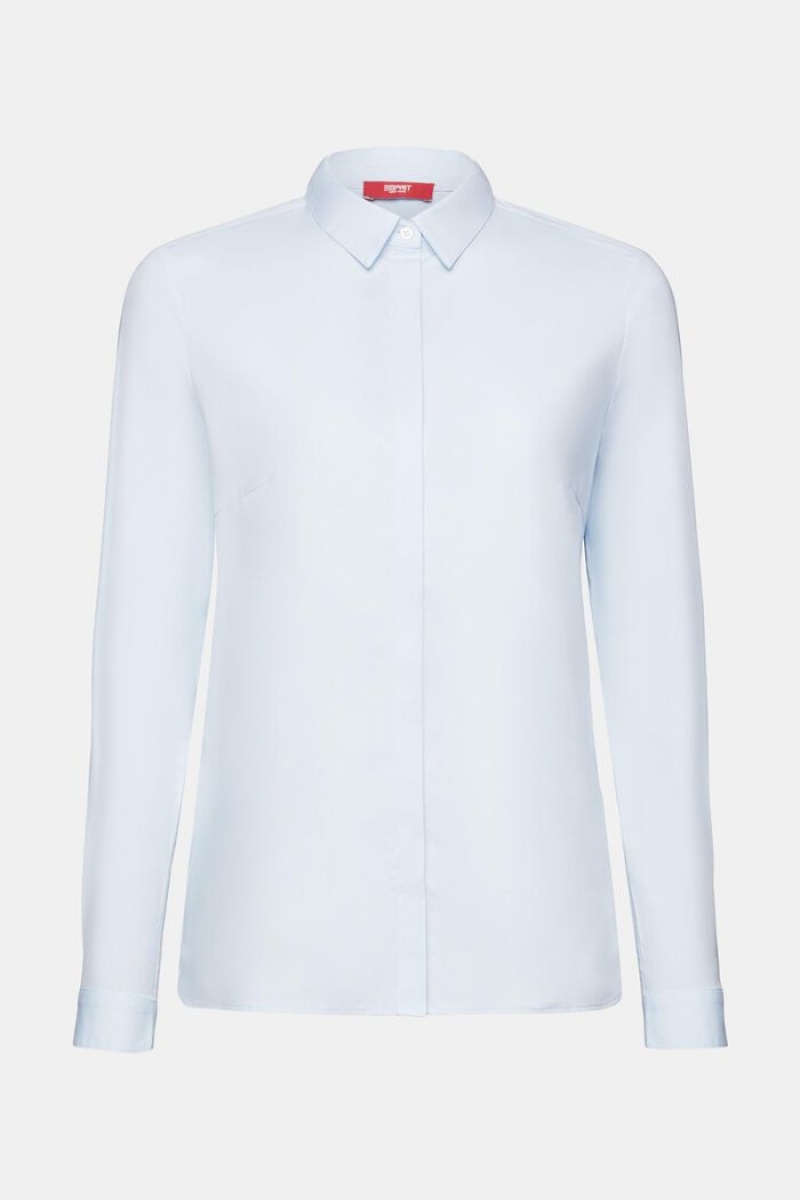 Dámské Blouses Esprit Long Sleeve Poplin Blankyt | IOM894651