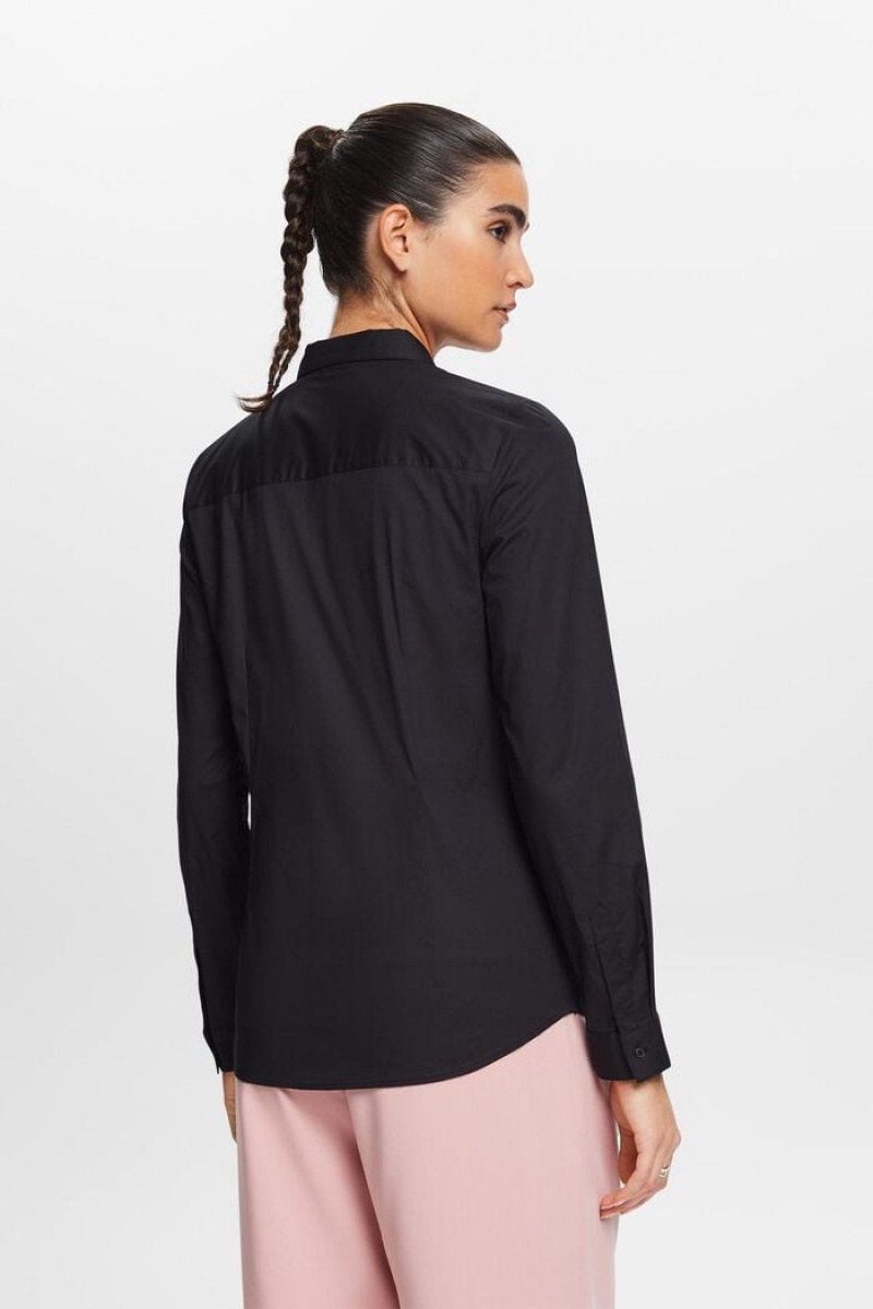 Dámské Blouses Esprit Long Sleeve Poplin Černé | MTE694782