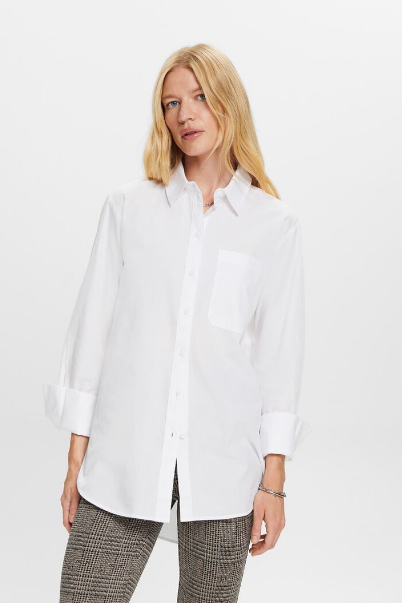 Dámské Blouses Esprit Loose Fit,100% Bavlněné Bílé | PSI273945