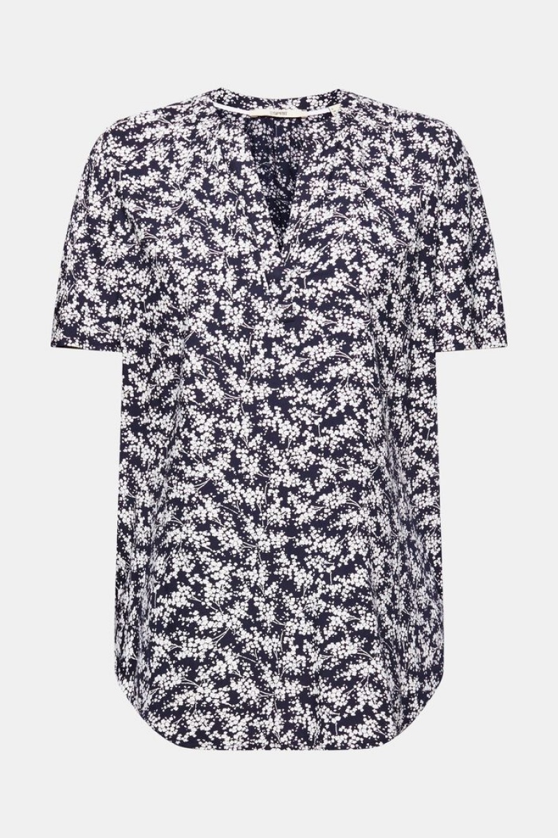 Dámské Blouses Esprit Patterned V-neck Tmavě Blankyt | HEB165283