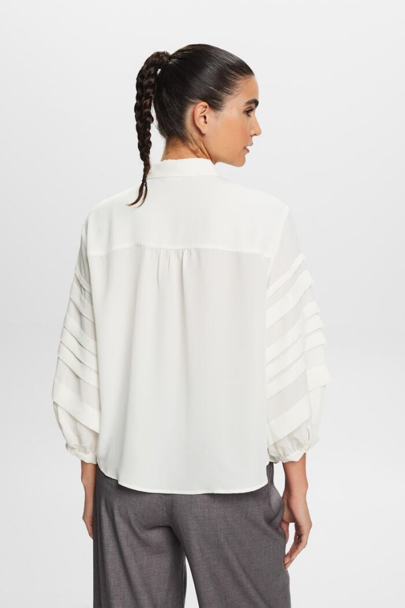 Dámské Blouses Esprit Plisovaný Bílé | XUF861054