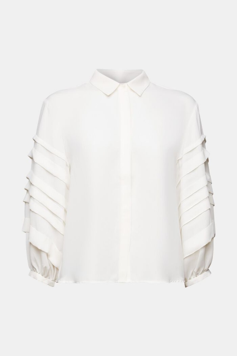 Dámské Blouses Esprit Plisovaný Bílé | XUF861054