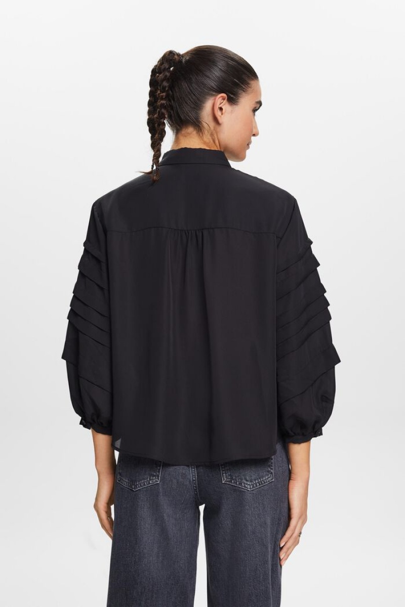 Dámské Blouses Esprit Plisovaný Černé | VJW265401