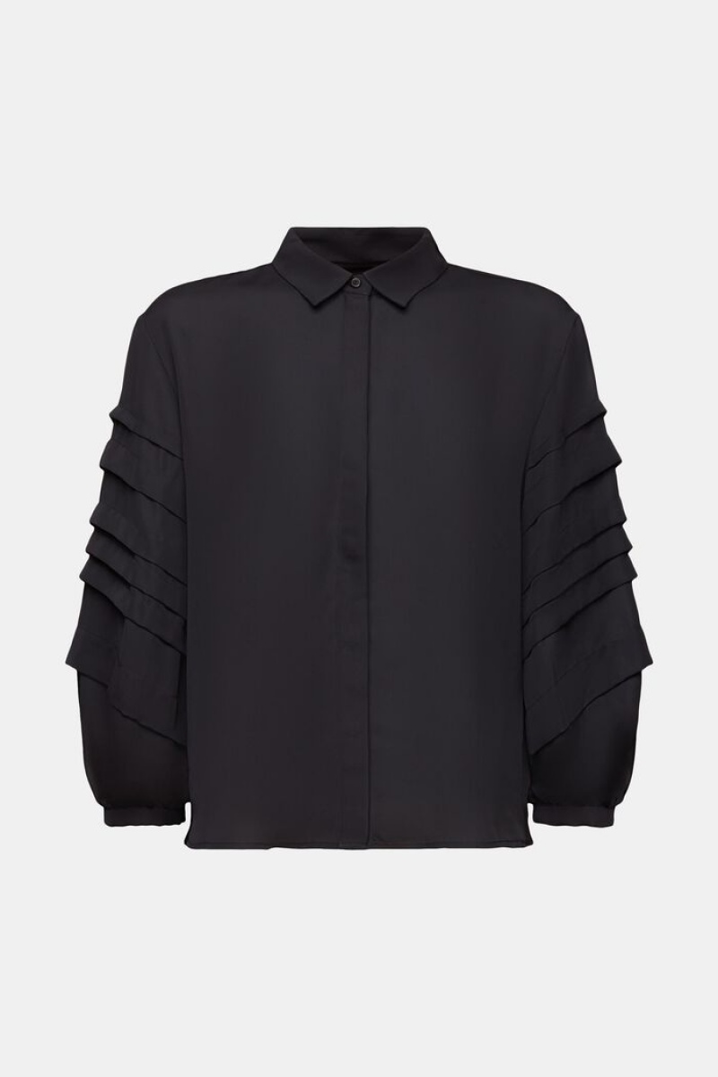 Dámské Blouses Esprit Plisovaný Černé | VJW265401