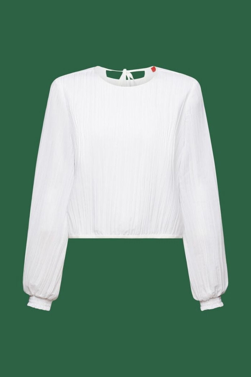 Dámské Blouses Esprit Plisse Long-sleeve Bílé | MHS129653