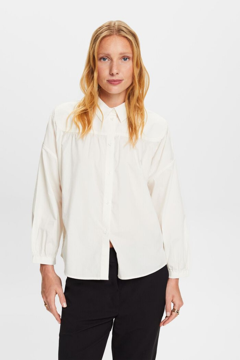 Dámské Blouses Esprit Poplin,100% Bavlněné Bílé | BQM457910