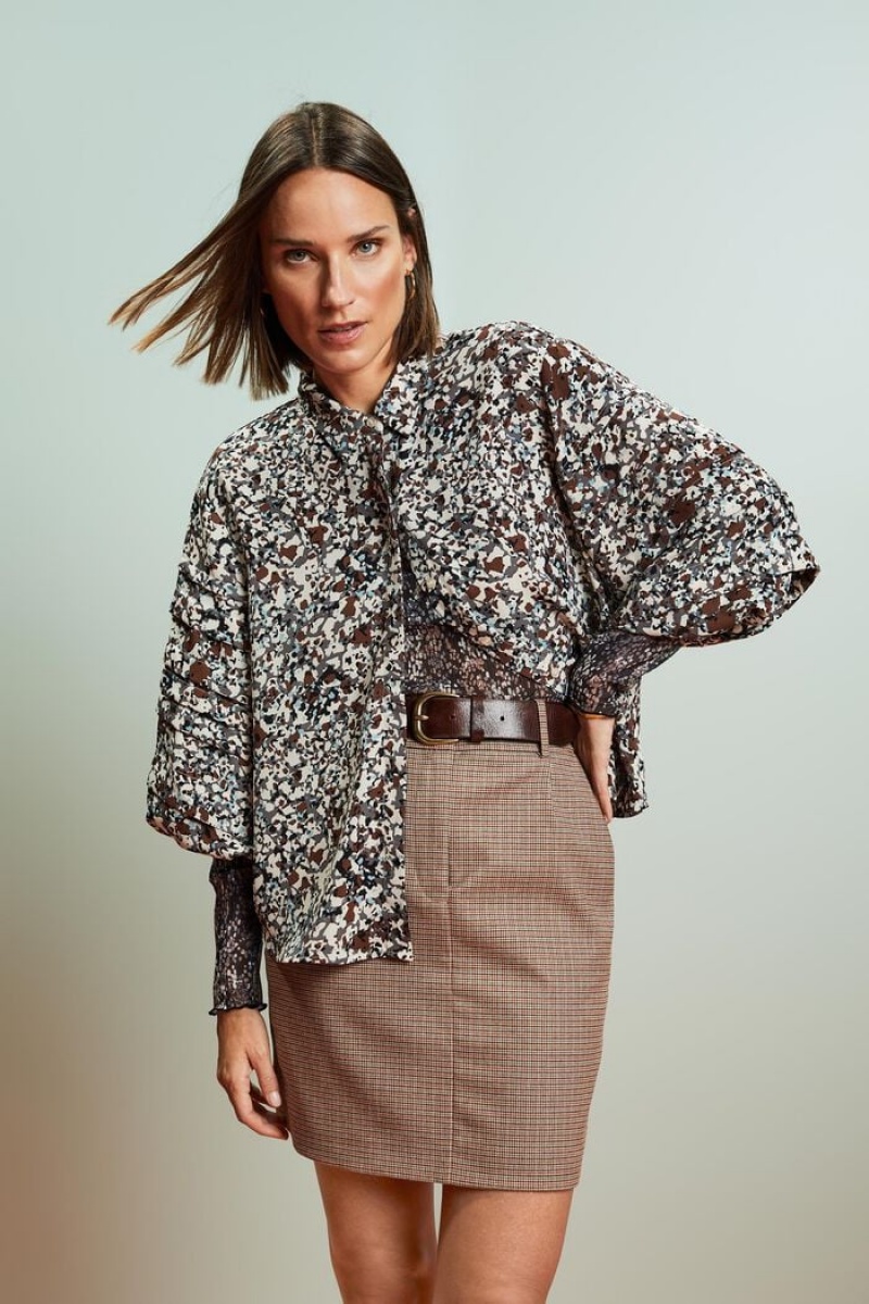 Dámské Blouses Esprit Recycled: Patterned Hnědé | AVP731605