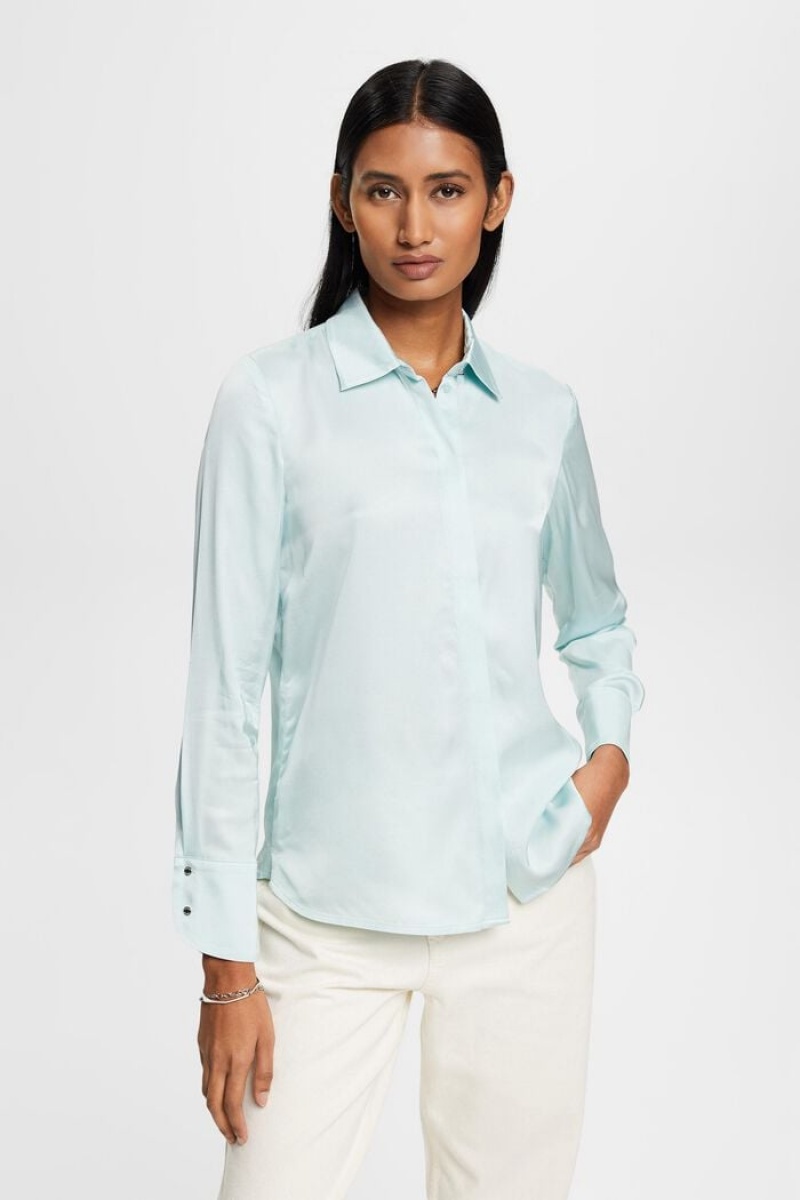 Dámské Blouses Esprit Satin Světle Tyrkysové Zelene | ZNI239407