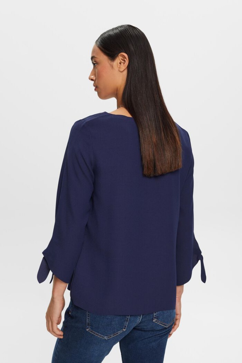 Dámské Blouses Esprit Stretch With Open Edges Tmavě Blankyt | DYN574926