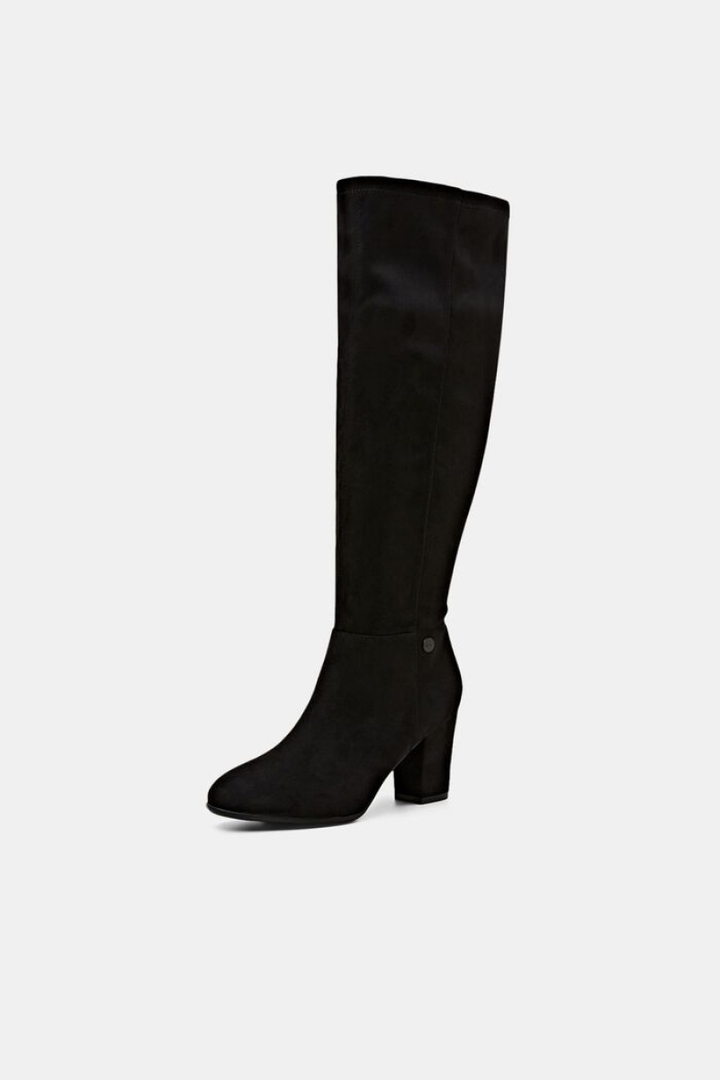 Dámské Boty Esprit Faux Semišové Knee-high Černé | FUH423560