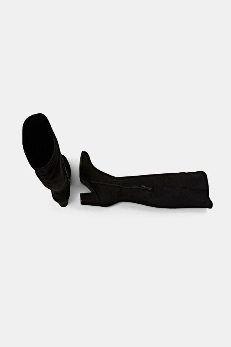 Dámské Boty Esprit Faux Semišové Knee-high Černé | FUH423560