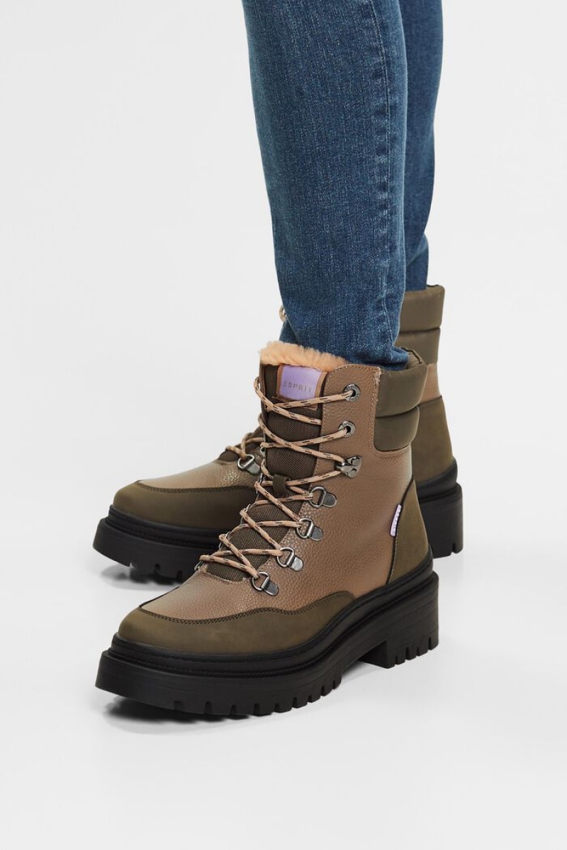 Dámské Boty Esprit Veganské Hiker Olivy Zelené | MLA156403