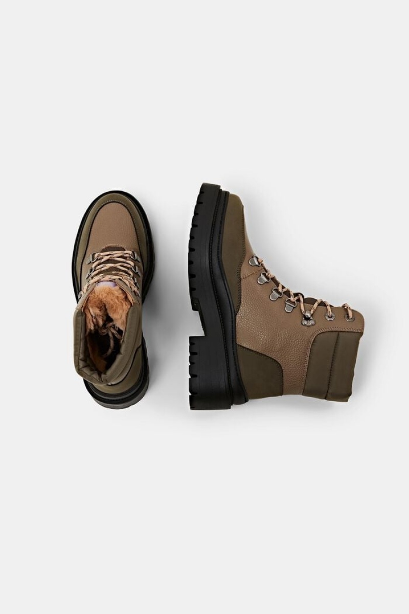 Dámské Boty Esprit Veganské Hiker Olivy Zelené | MLA156403