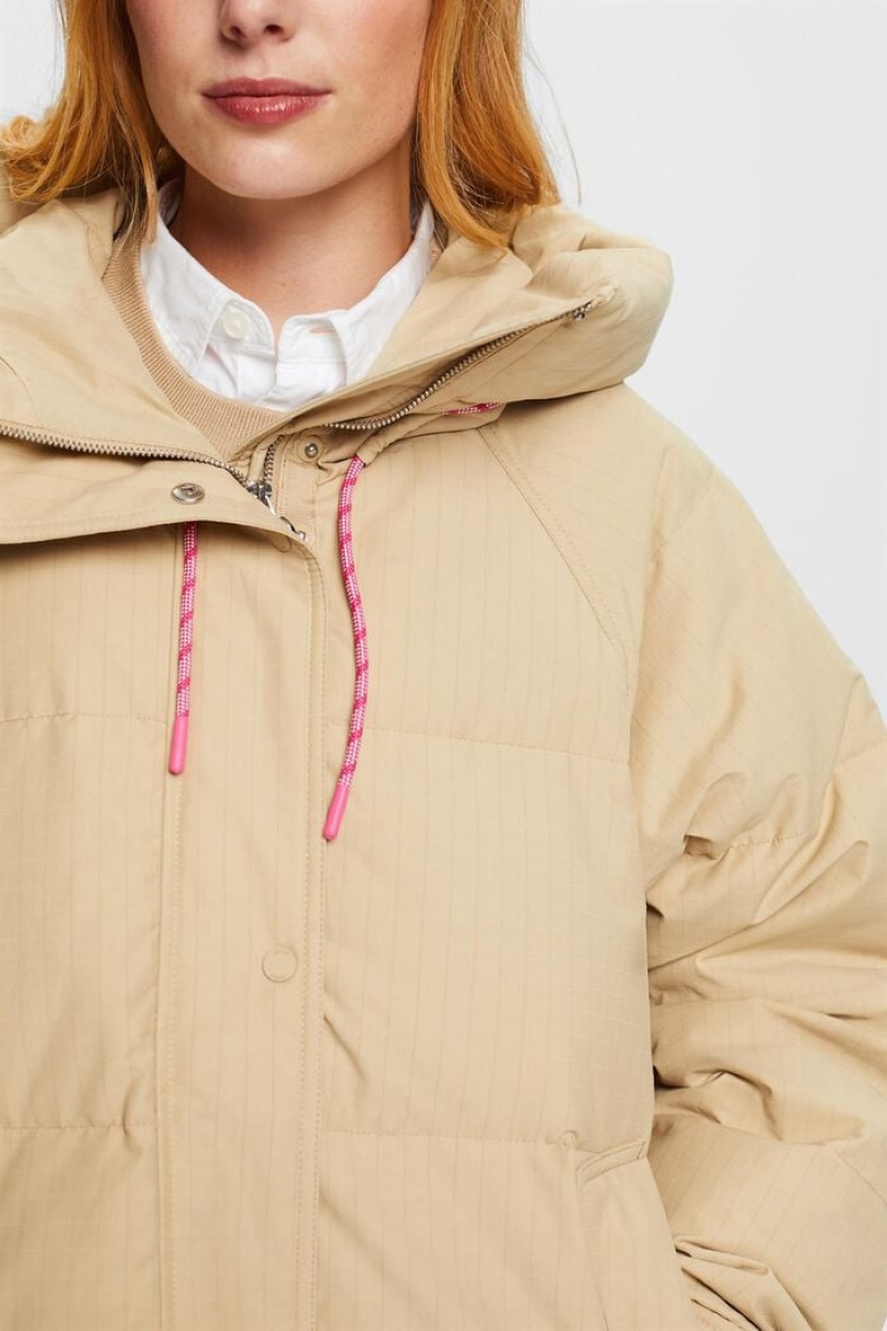 Dámské Bundy Esprit Logo Down Puffer Hnědé | MVE743602