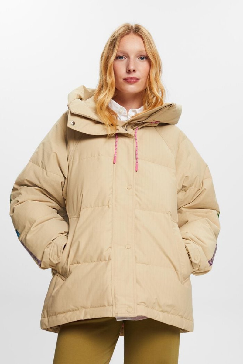 Dámské Bundy Esprit Logo Down Puffer Hnědé | MVE743602