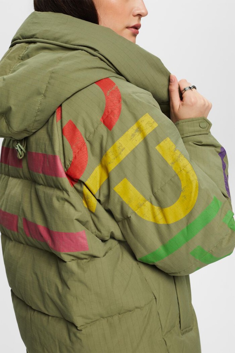 Dámské Bundy Esprit Logo Down Puffer Světle Hnědožlutý | AKY325916