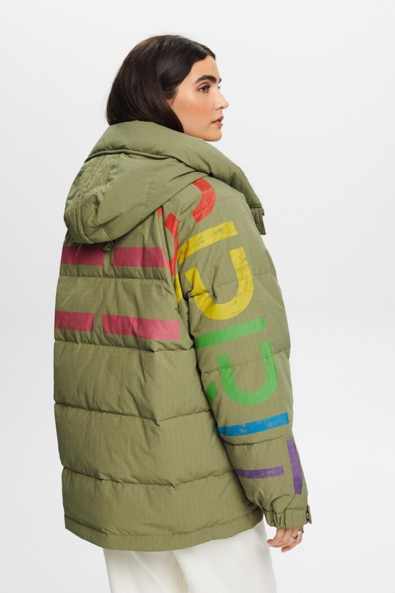 Dámské Bundy Esprit Logo Down Puffer Světle Hnědožlutý | AKY325916