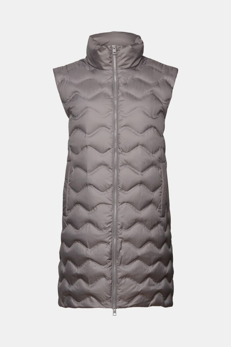 Dámské Bundy Esprit Longline Prošívaný Body Warmer Hnědé Šedé | PLC153087