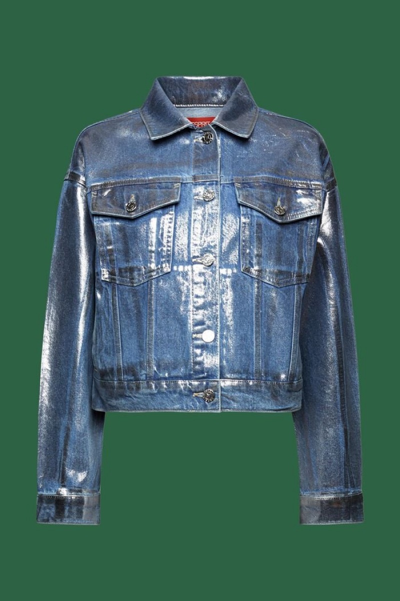 Dámské Bundy Esprit Metallic Denim Šedé | HGY376521