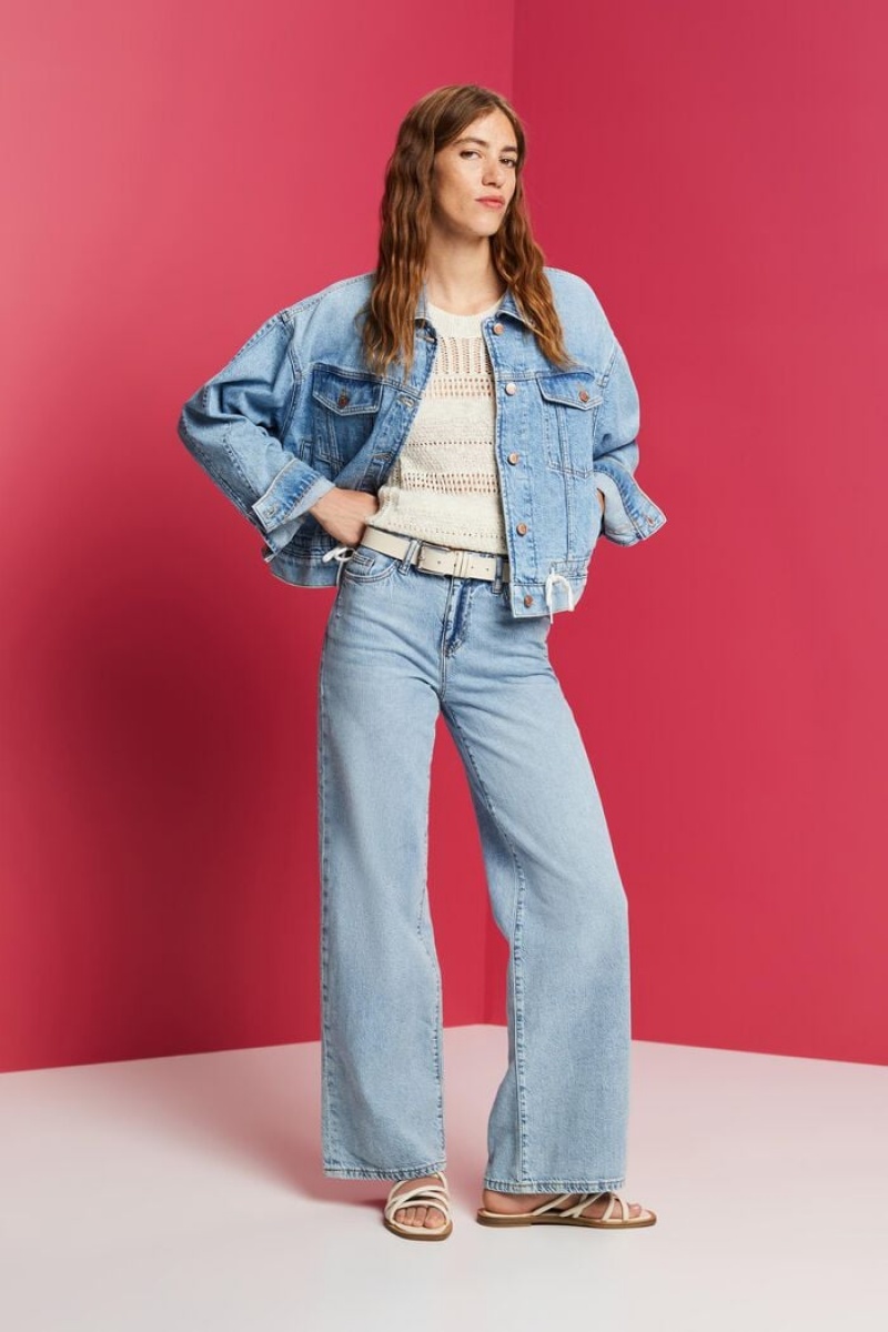 Dámské Bundy Esprit Oversized Light Wash Denim Blankyt | JZQ594361