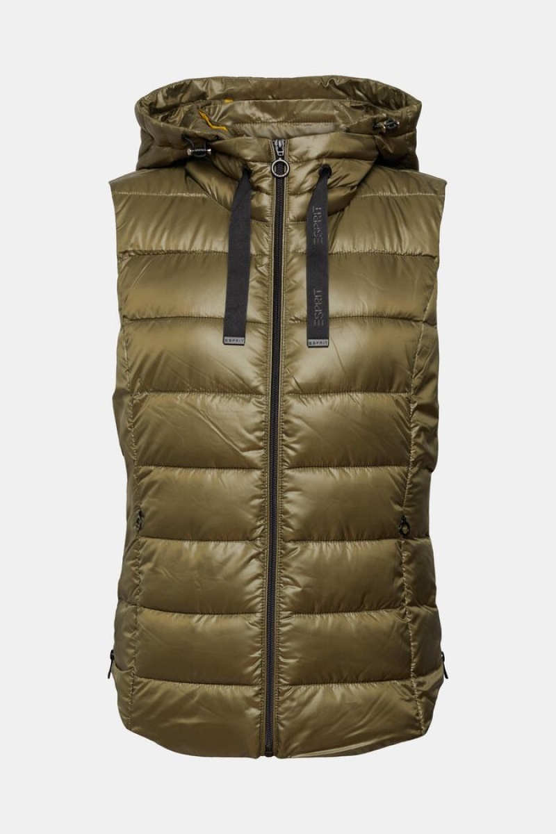 Dámské Bundy Esprit Prošívaný Body Warmer With Detachable Hood Tmavě Hnědožlutý | PLI513902