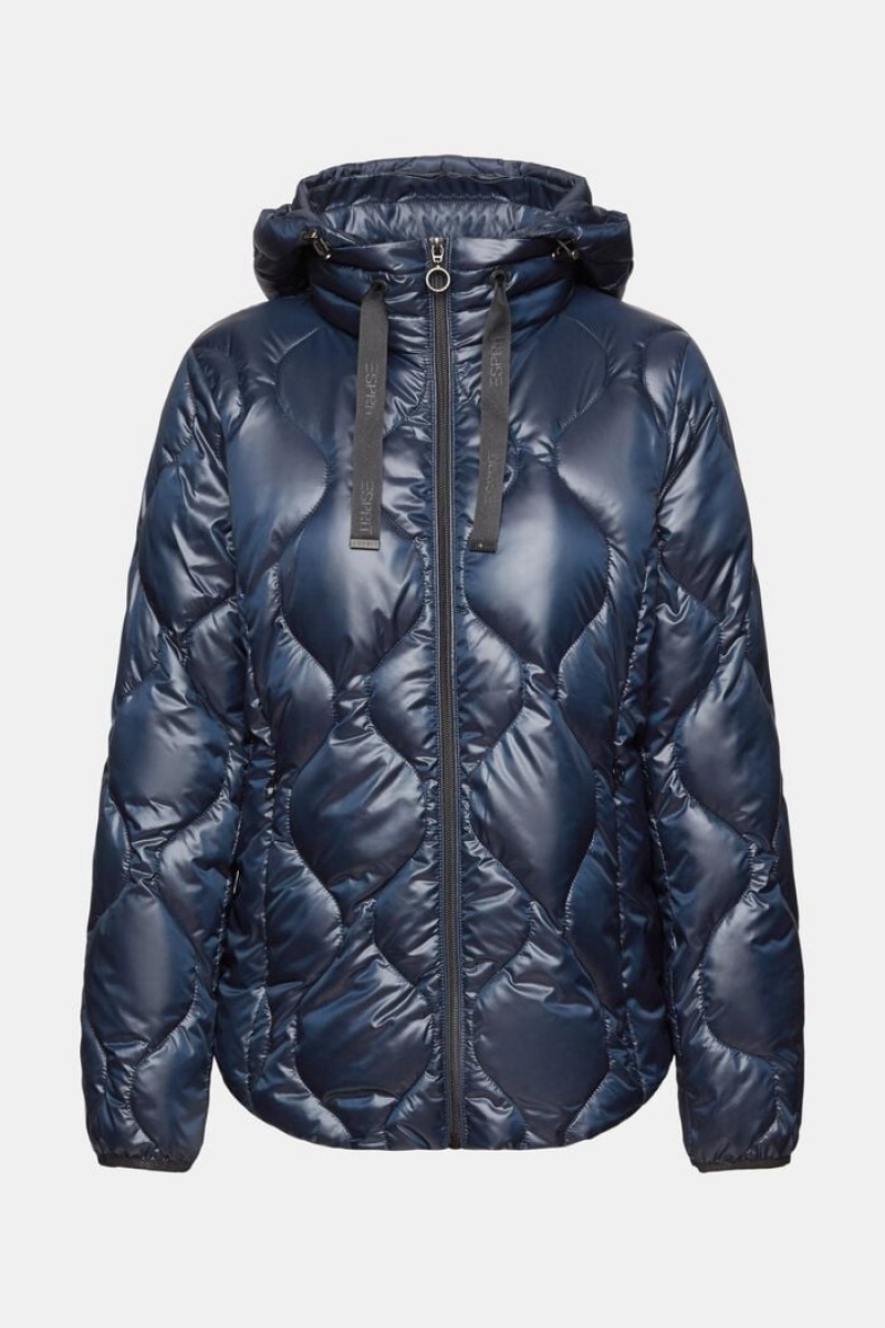 Dámské Bundy Esprit Prošívaný Puffer With A Hood Tmavě Blankyt | ZQI683024