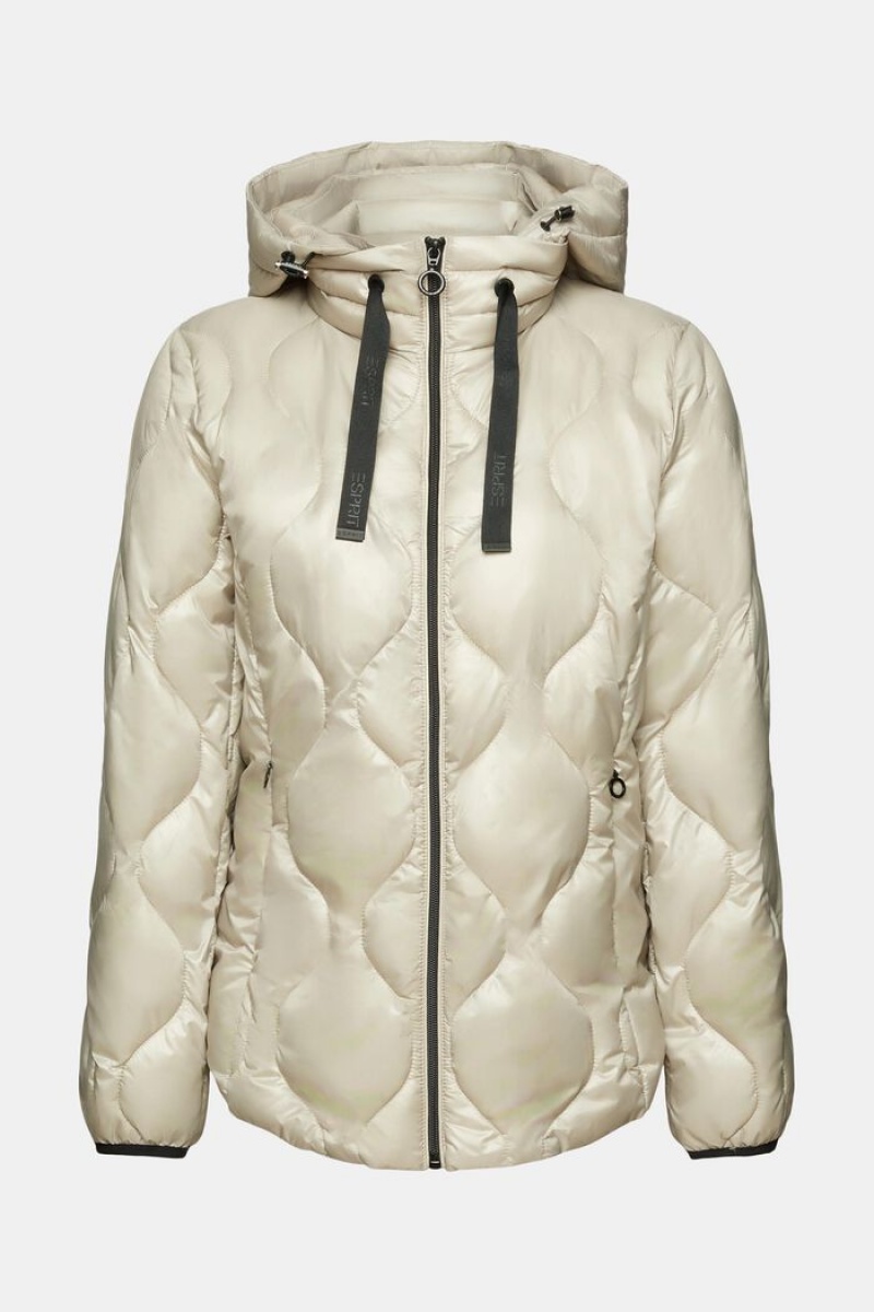 Dámské Bundy Esprit Prošívaný Puffer With A Hood Zelene | JOY765028