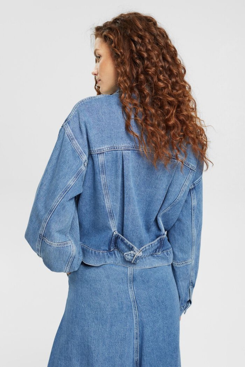 Dámské Bundy Esprit Puff Sleeve Denim Blankyt | QKE150749