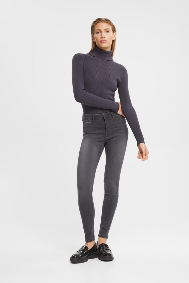 Dámské Džíny Esprit Mid-rise Jeggings Šedé Tmavě | GJD352971