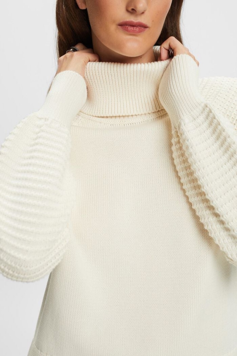 Dámské Jumpers Esprit Bavlněné Turtleneck Bílé | WSA653419