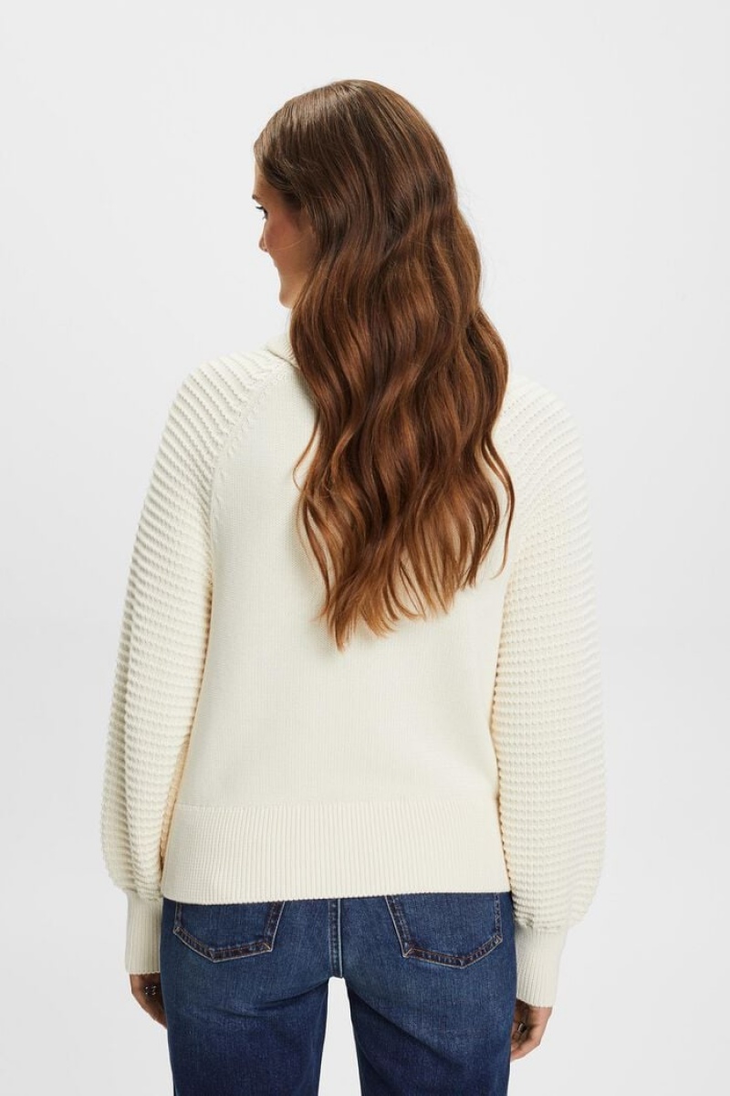 Dámské Jumpers Esprit Bavlněné Turtleneck Bílé | WSA653419