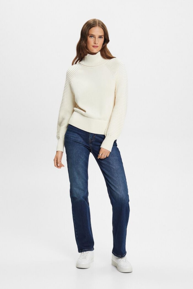 Dámské Jumpers Esprit Bavlněné Turtleneck Bílé | WSA653419