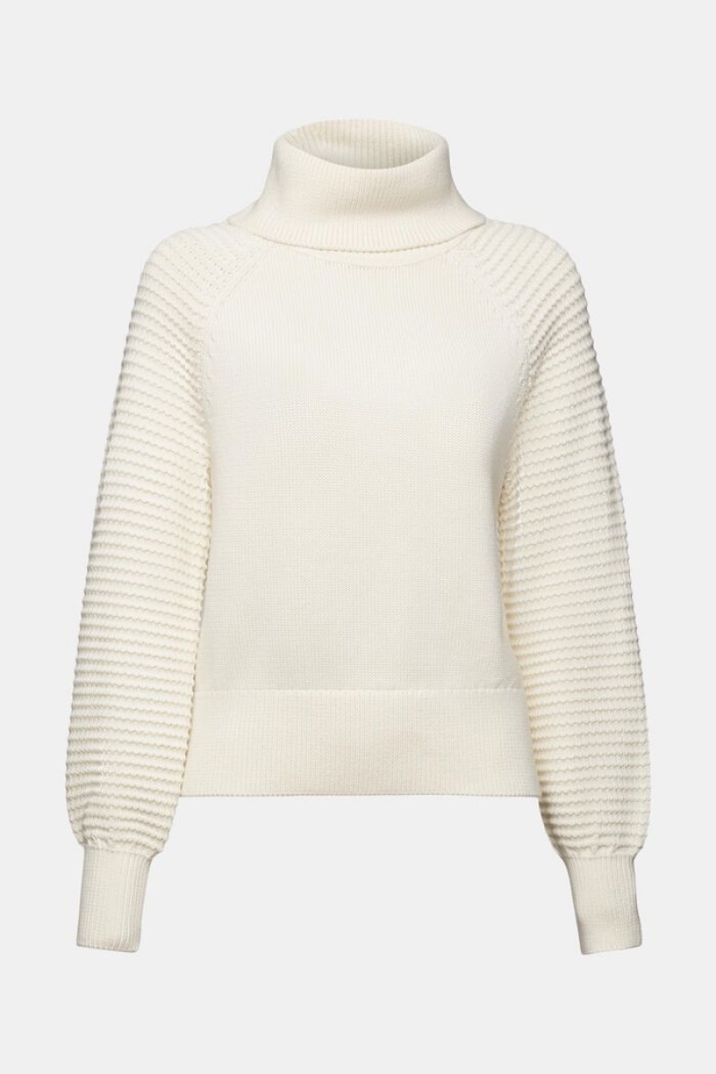 Dámské Jumpers Esprit Bavlněné Turtleneck Bílé | WSA653419