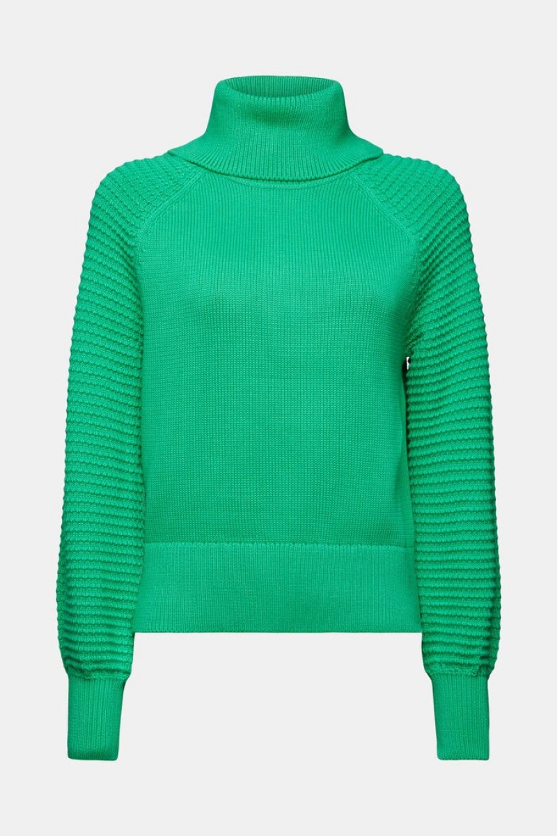 Dámské Jumpers Esprit Bavlněné Turtleneck Zelene | MFZ794025