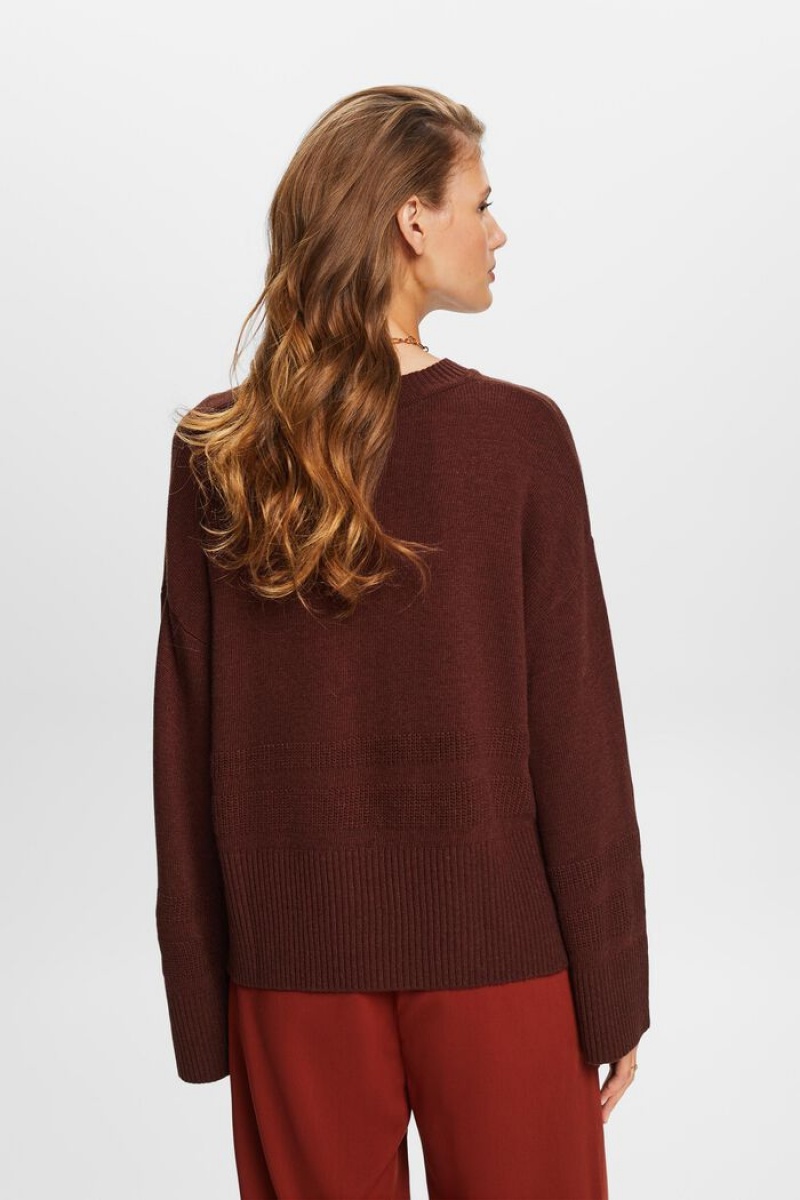 Dámské Jumpers Esprit Boxy Crewneck Hnědé | KLT208674