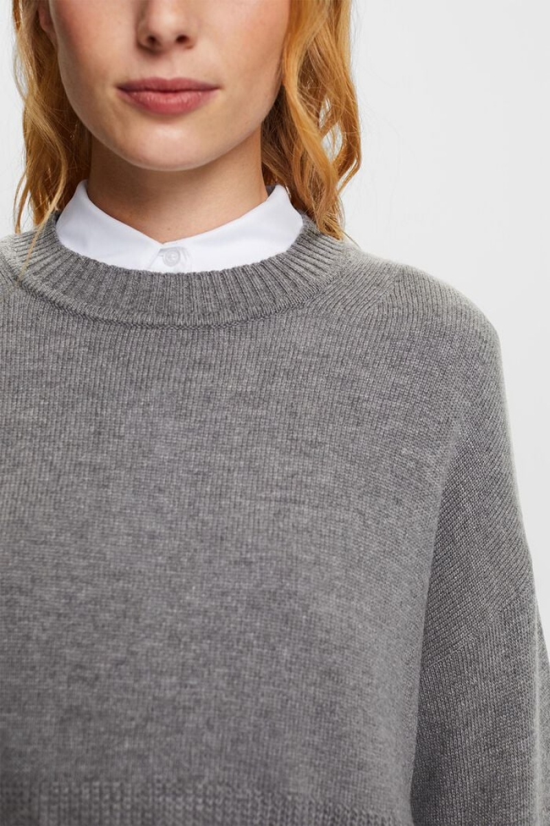 Dámské Jumpers Esprit Boxy Crewneck Hnědé Šedé | BGI836912