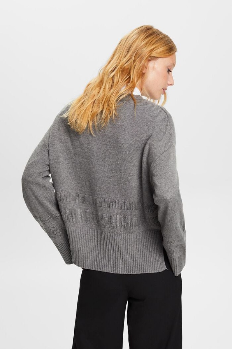 Dámské Jumpers Esprit Boxy Crewneck Hnědé Šedé | BGI836912