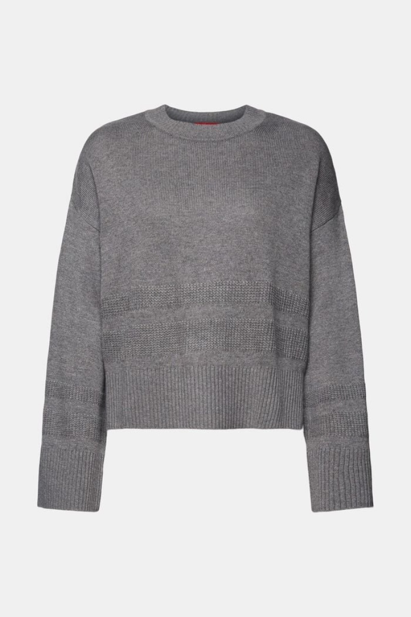 Dámské Jumpers Esprit Boxy Crewneck Hnědé Šedé | BGI836912